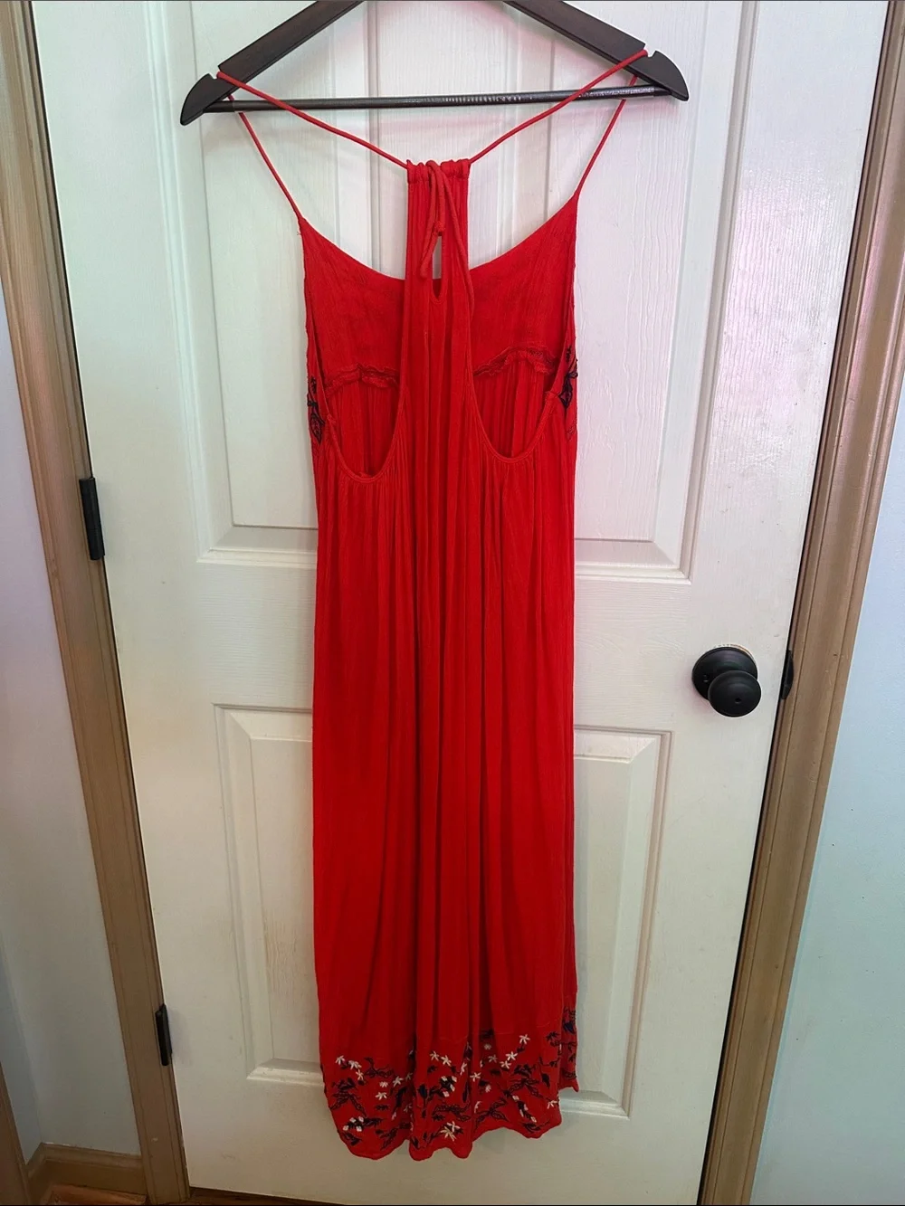 Abercrombie Small Red Embroidered Maxi Dress